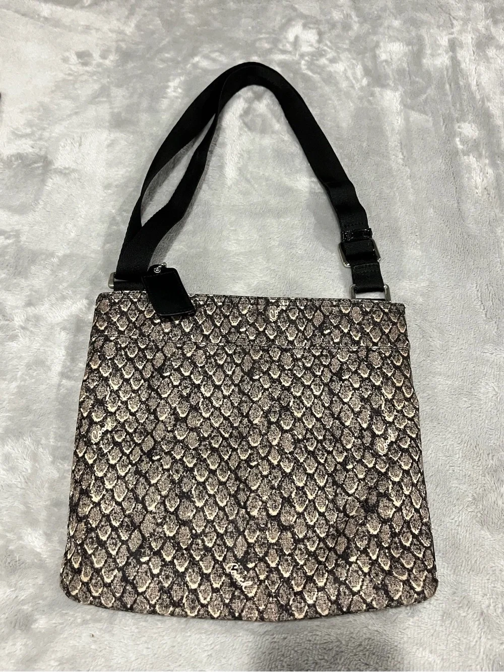 Coach Taylor Getaway Snake Print Nylon Crossbody File Bag EUC